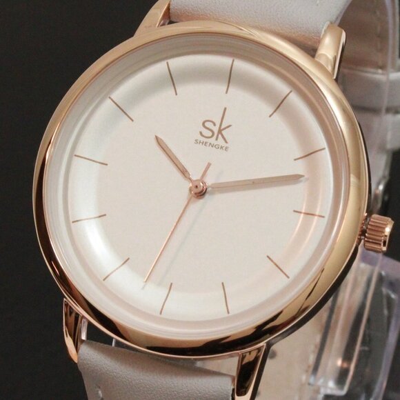 Ladies Dress Quartz Watch White Dial Grey Strap 38mm main image 10
